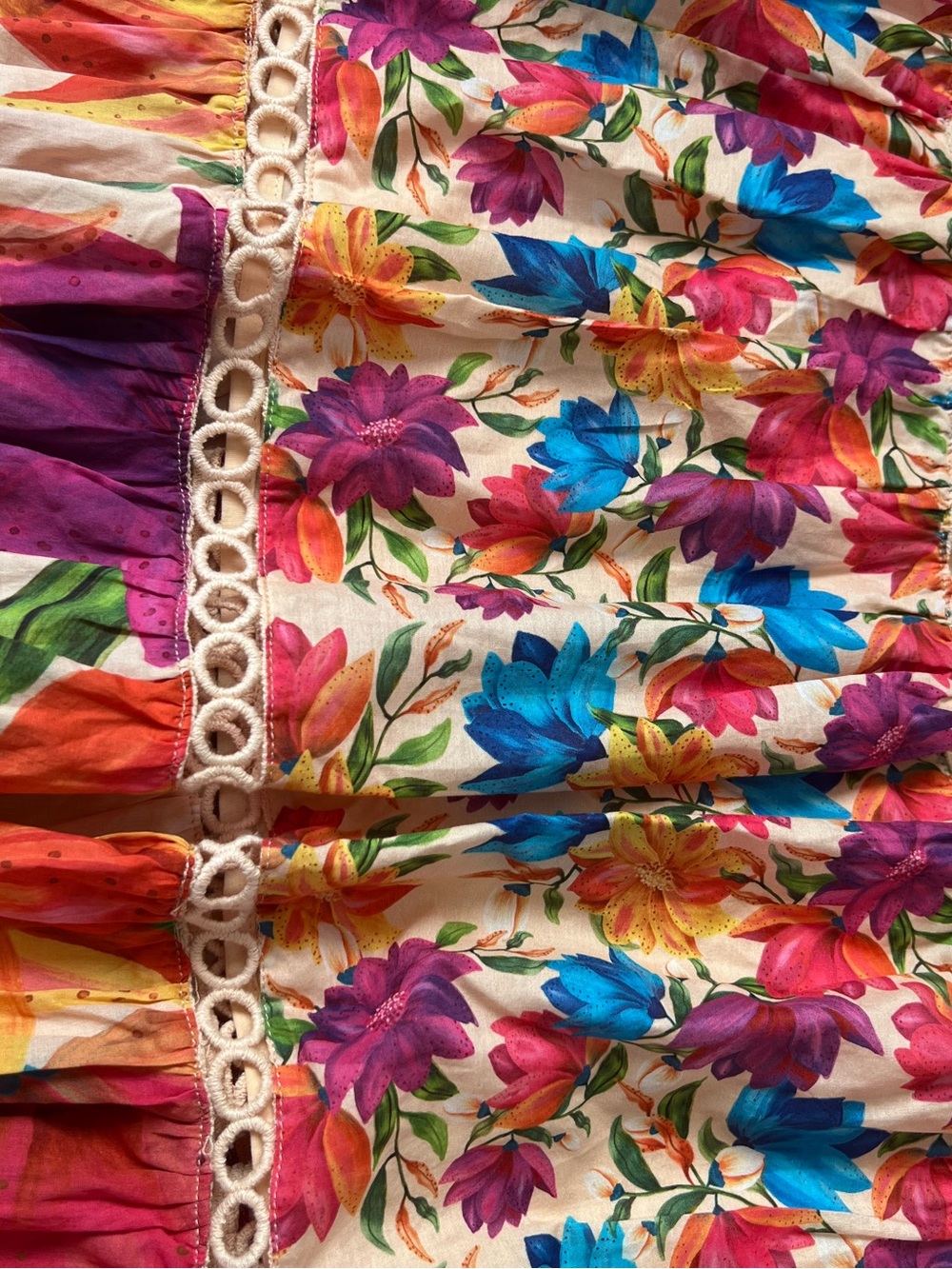 FARM Rio Multicolor Floral Ruffle Midi Dress L - Picture 12 of 16